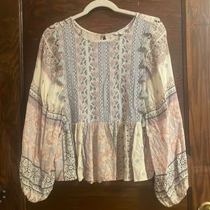 American Eagle boho patchwork peasant top size small.